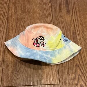 Tie-Dye Bucket Hat with Embroidered Shrimp Design